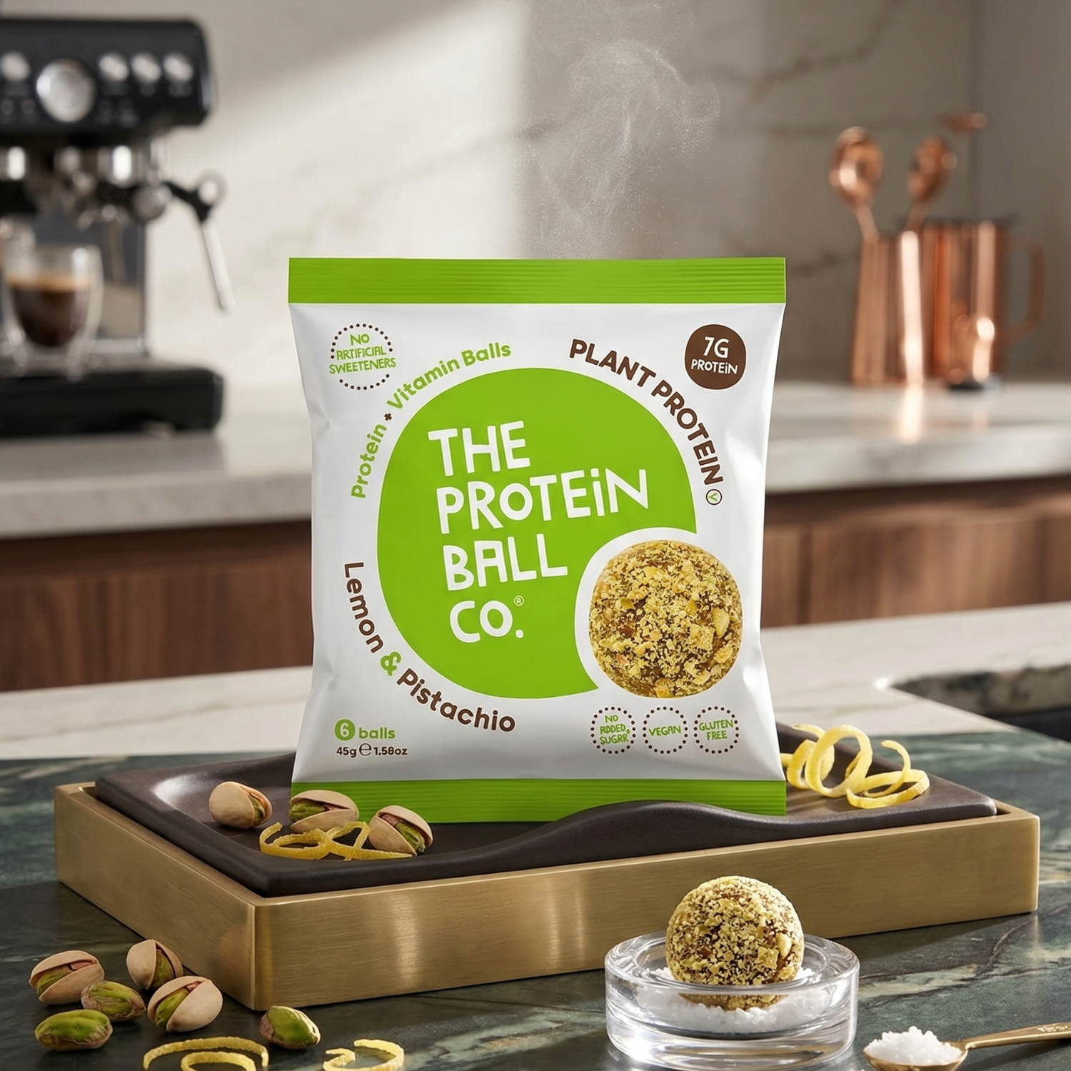 The Protein Ball Co. Plant Protein Snack Balls – Lemon & Pistachio