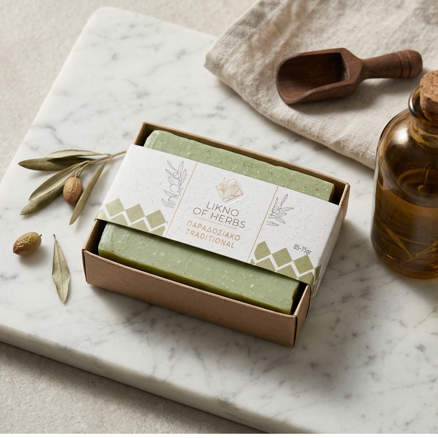 Traditional Herbal Olive Oil Soap by Likno of Herbs