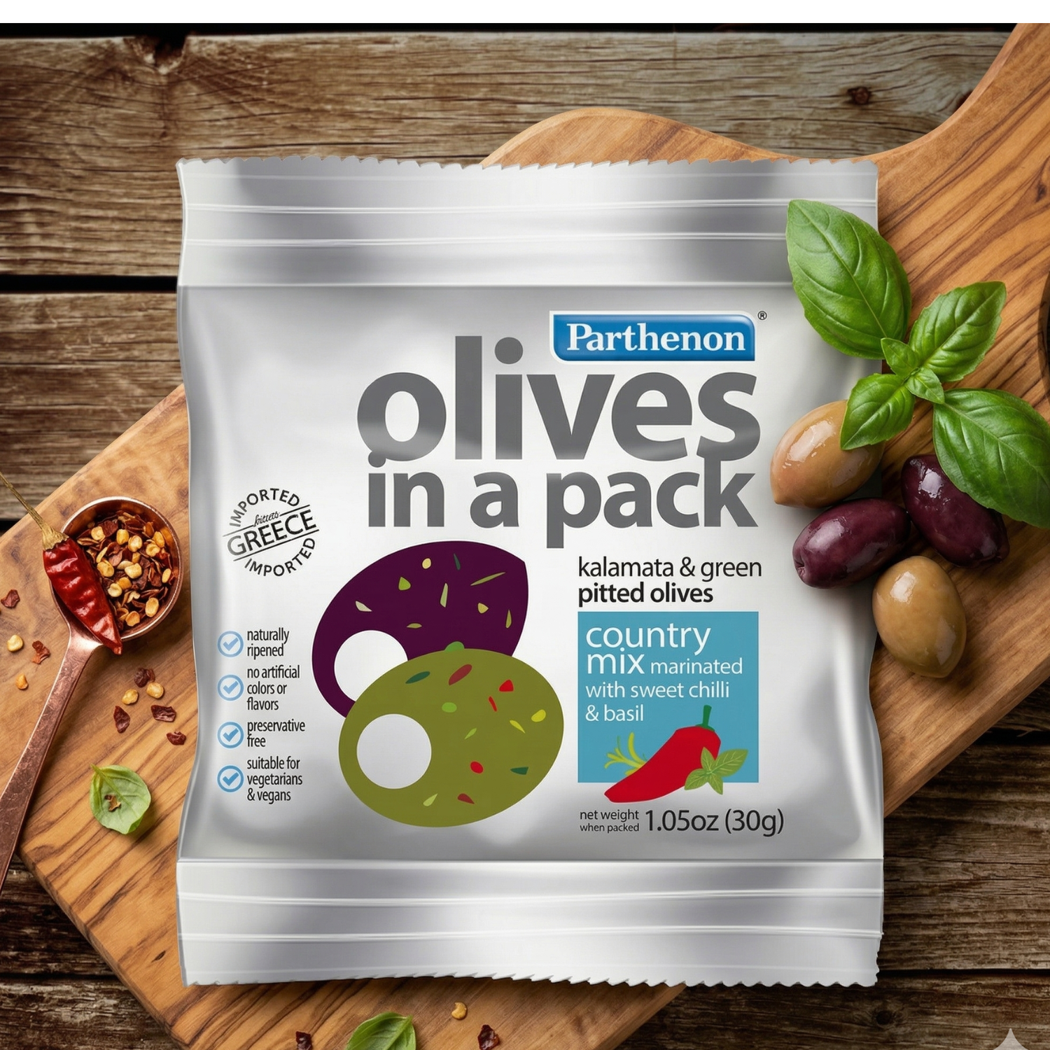 Parthenon Kalamata & Green Olives – Country Mix with Sweet Chili & Basil