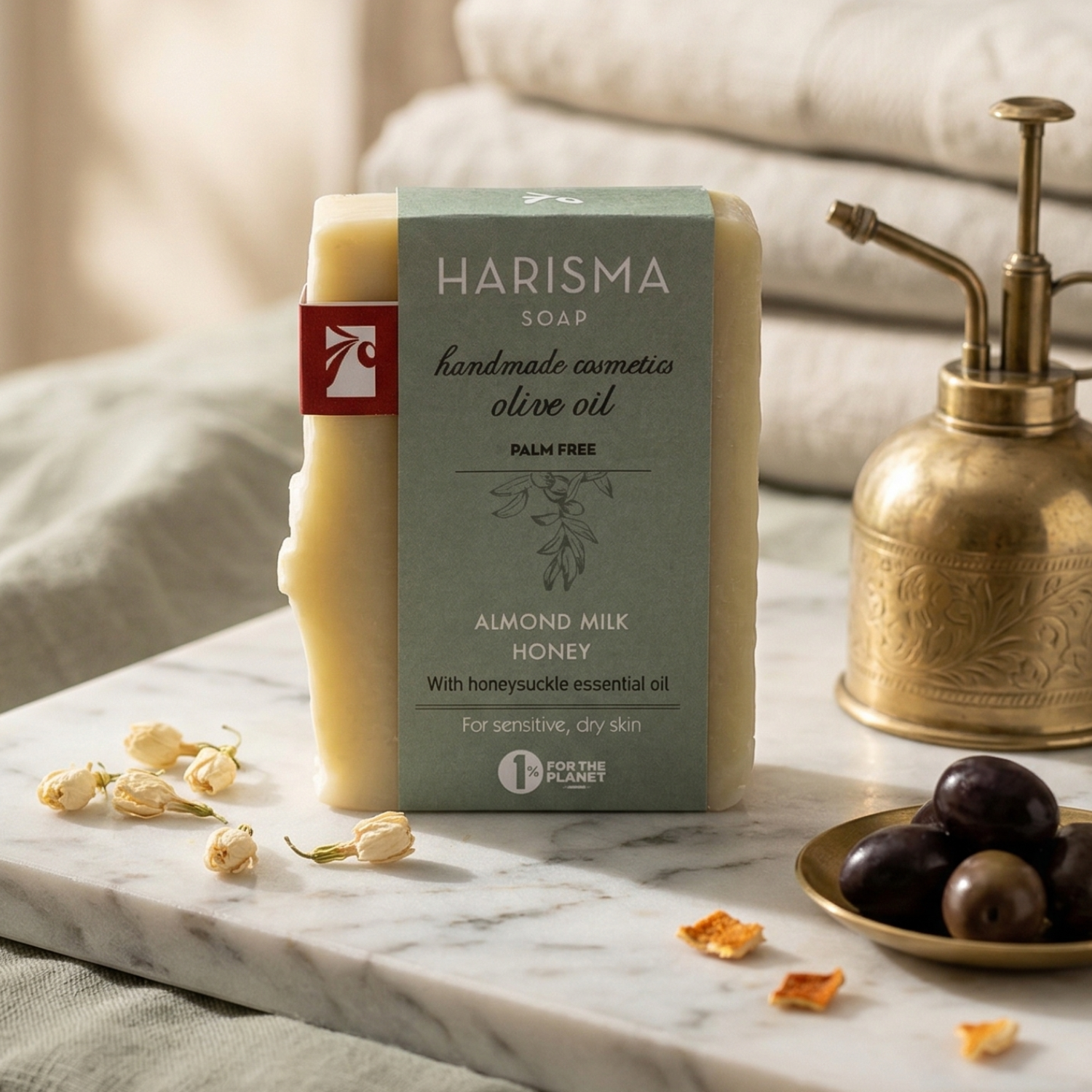 Natural Olive Oil Almond Milk & Honey Soap by Harisma