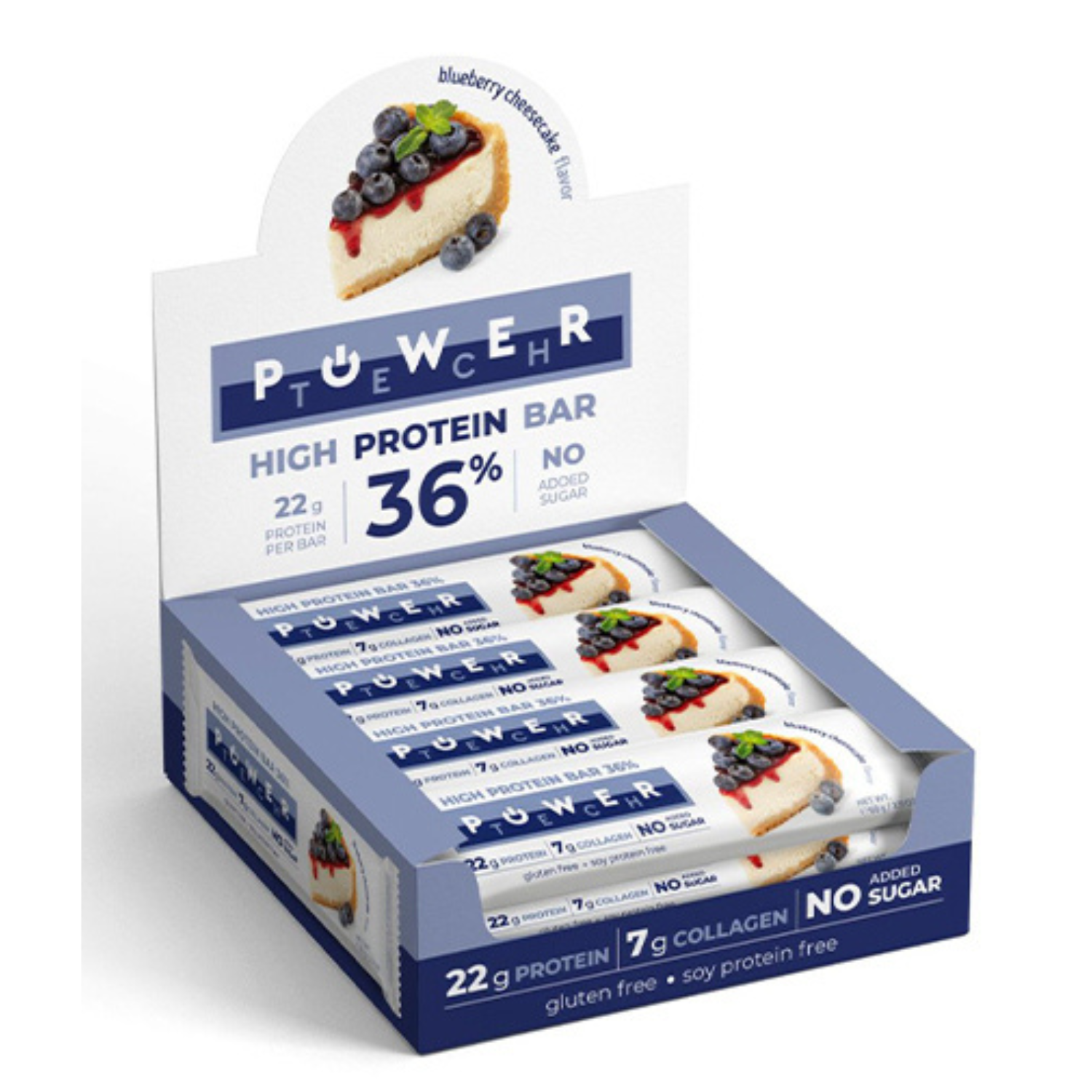 Power Tech High Protein Bar – Blueberry Cheesecake (No Sugar, Gluten Free)