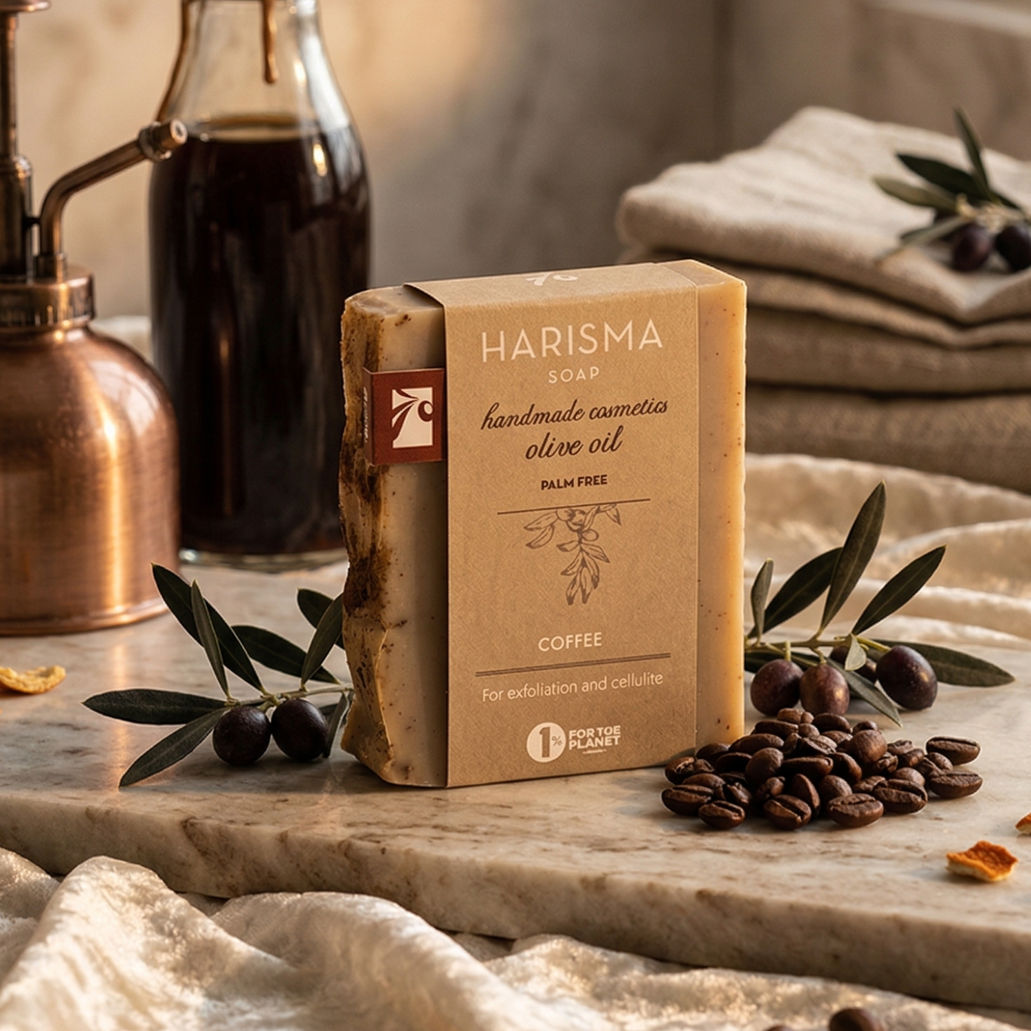 Natural Olive Oil Coffee Soap by Harisma