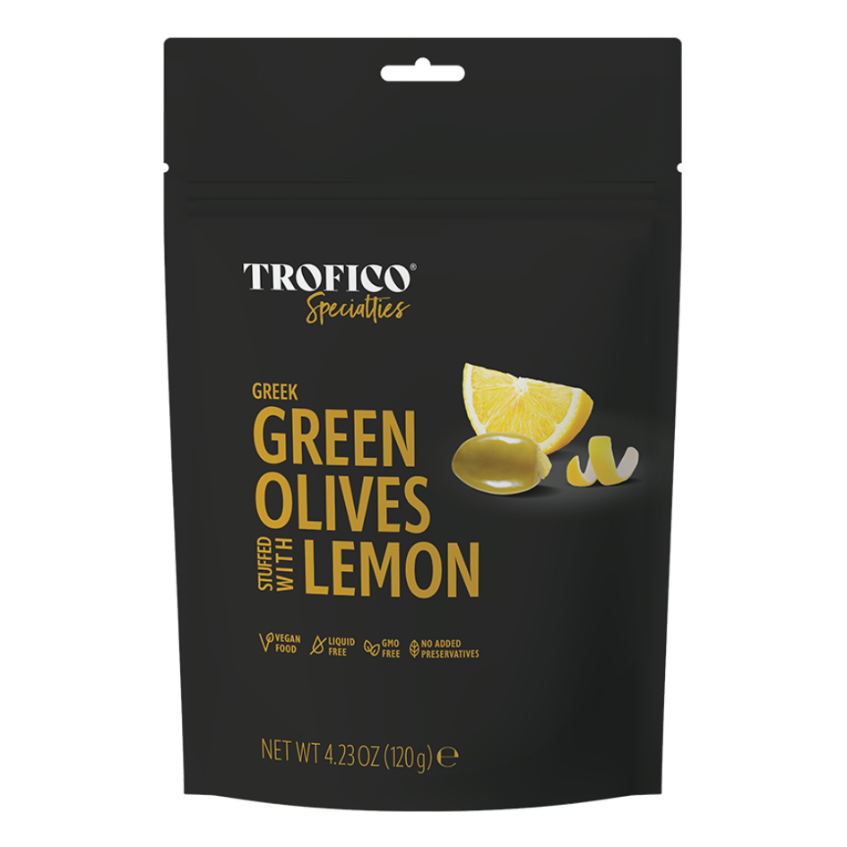 Trofico Greek Green Olives Stuffed with Lemon – 120g