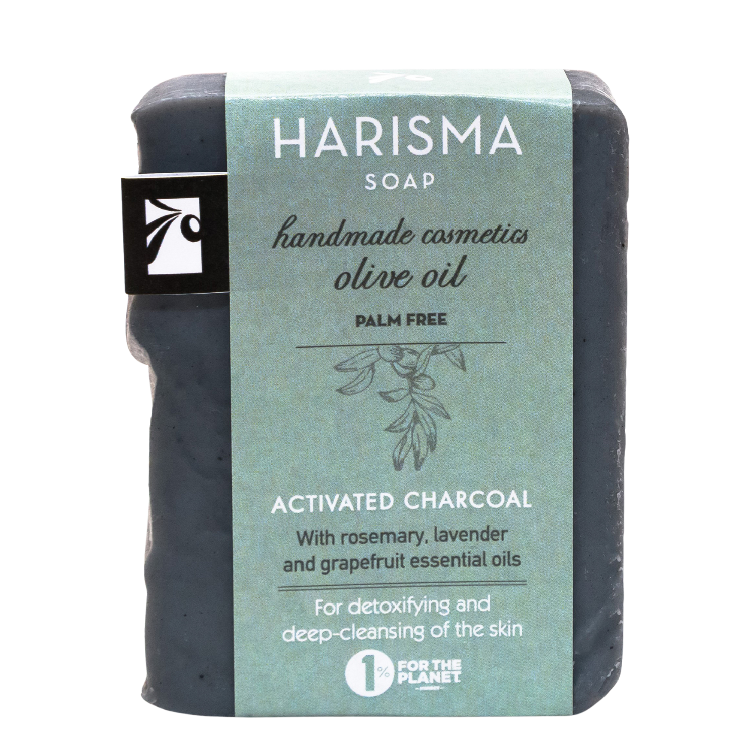 Natural Olive Oil Harisma Activated Charcoal Soap with Essential Oils