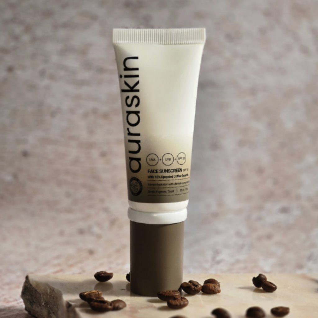 Auraskin Coffee Infused Face Sunscreen – Nourishing UV Protection