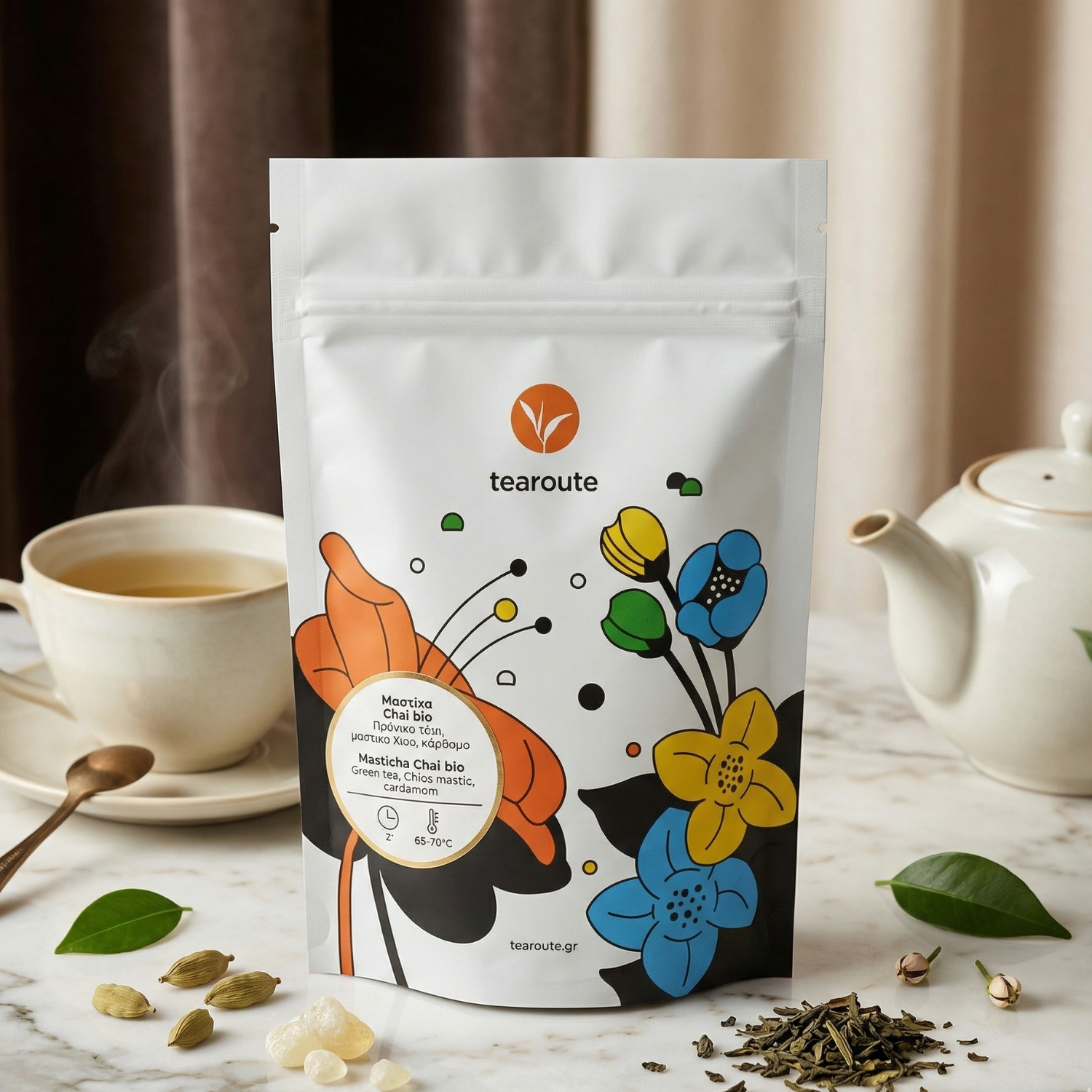 Tearoute Masticha Chai Bio Tea – Green Tea with Chios Mastic & Cardamom