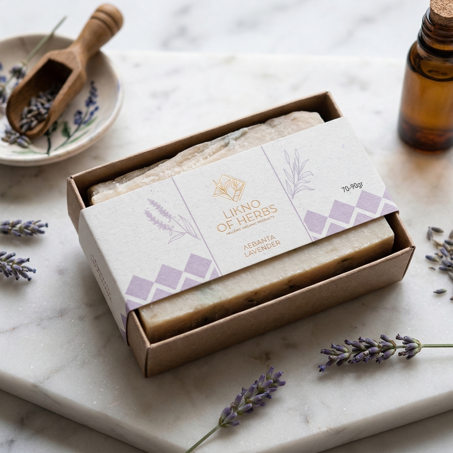 Lavender Herbal Olive Oil Soap by Likno of Herbs