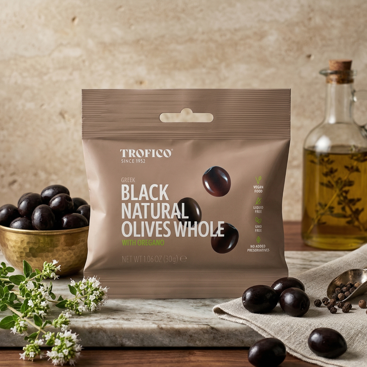 Trofico Black Natural Olives – Whole