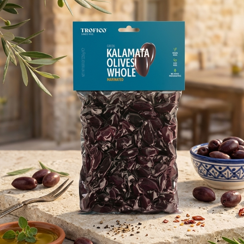 Trofico Greek Kalamata Whole Olives – Vacuum Pack 250g