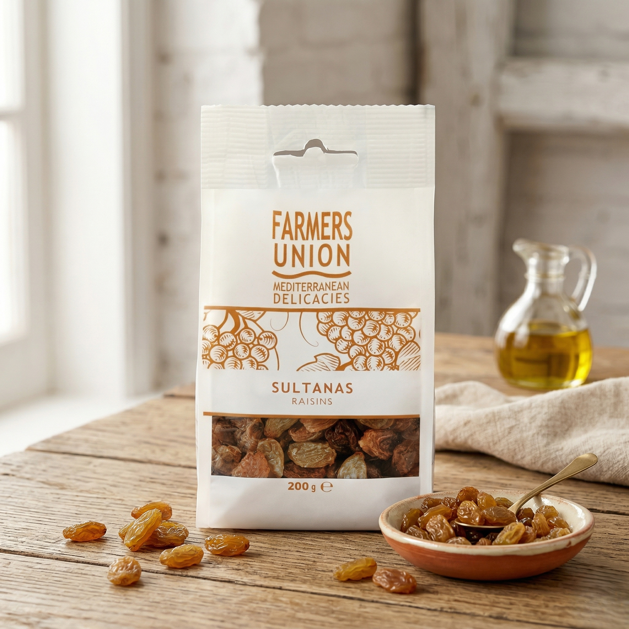 Farmers Union Mediterranean Delicacies Sultanas Raisins – Premium Dried Grapes (200g)