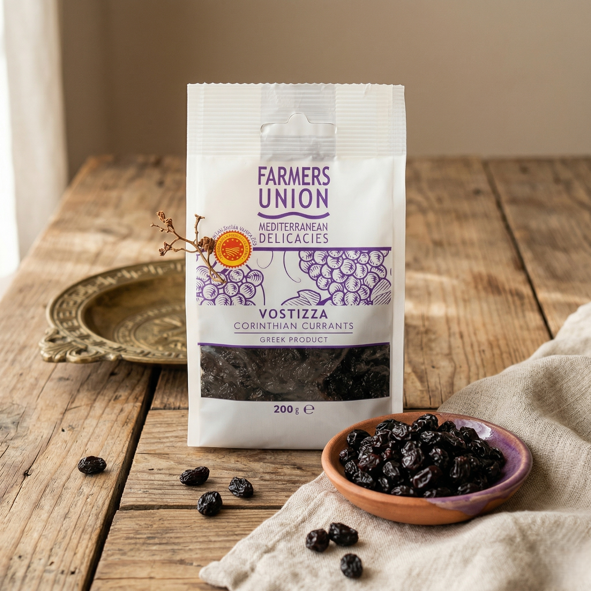 Farmers Union Mediterranean Delicacies Corinthian Currants Vostizza – Premium Greek Dried Currants (200g)