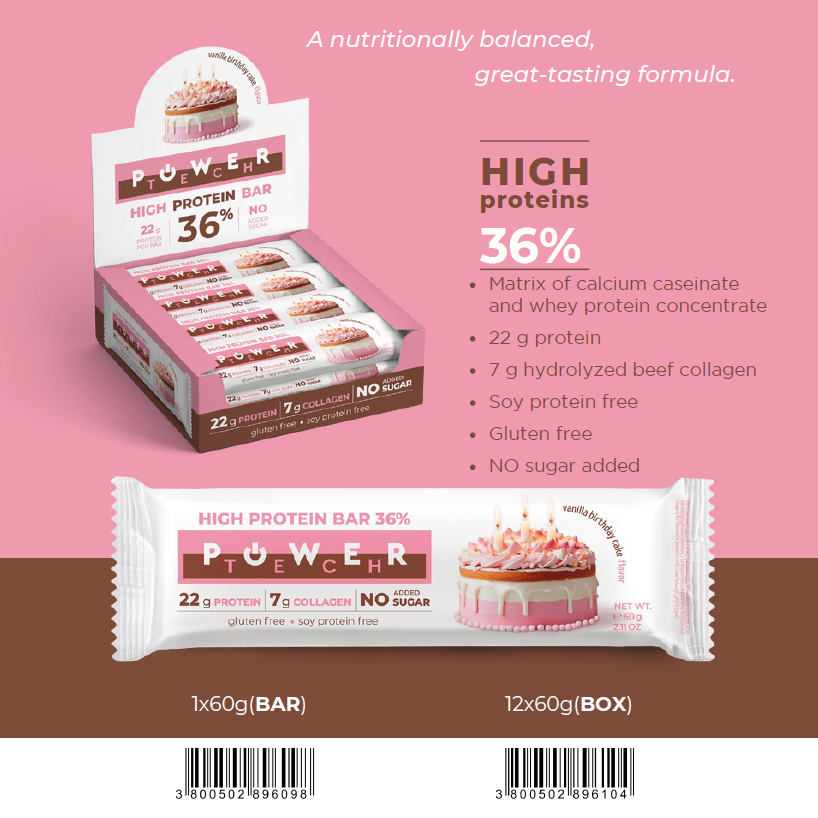 Power Tech High Protein Bar – Vanilla Birthday Cake